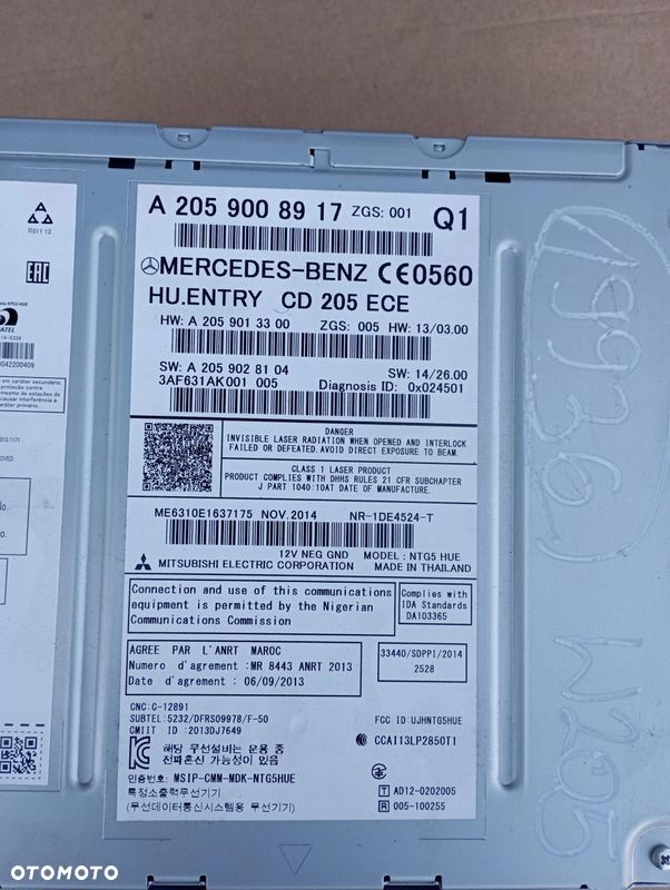 MERCEDES W205 C KLASA RADIO CD RADIOODTWARZACZ A2059008917 - 2