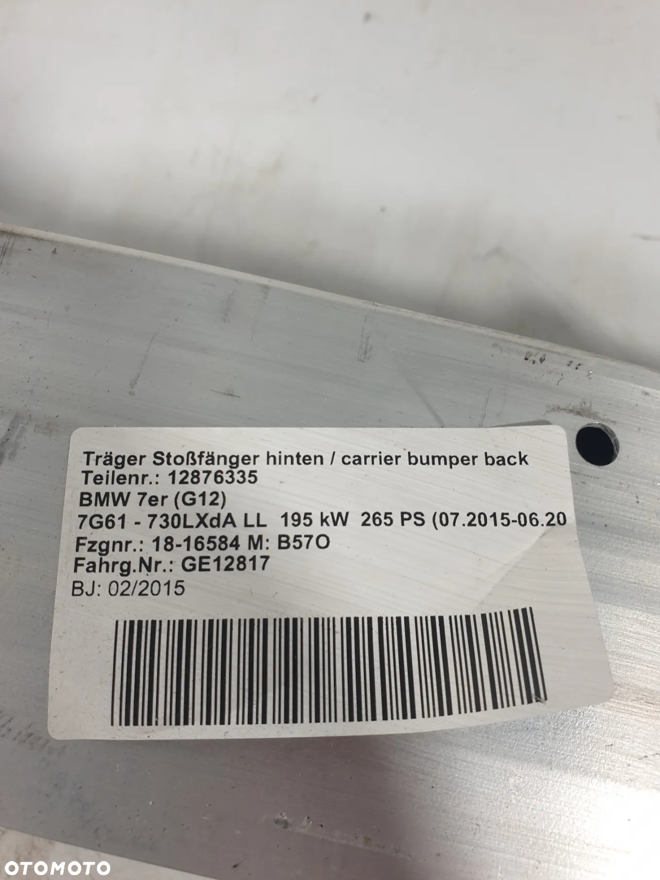 BMW G12 BELKA ZDERZAKA TYŁ 7377217   POTESTOWA MINIMALNY PRZEBIEG - 7
