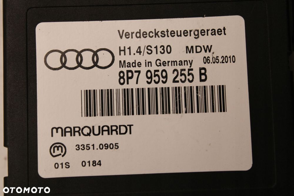 audi a3 8p lift 08r- moduł sterownik dachu 8p7959255b - 2