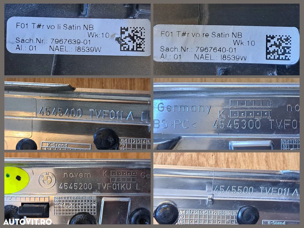 Ornament central schimbator viteze chrome cu piele ecologica Buton Parcare auto hold Panou butoane consola centrala ESP PDC Sport Confort BMW G11+LCI G12+LCI Trim Ornament usa Mahon lemn nuc satinat honigbraun Maner usa stanga dreapta fata spate lemn cu negru Seria 7 F01+LCi F02+LCI - 3