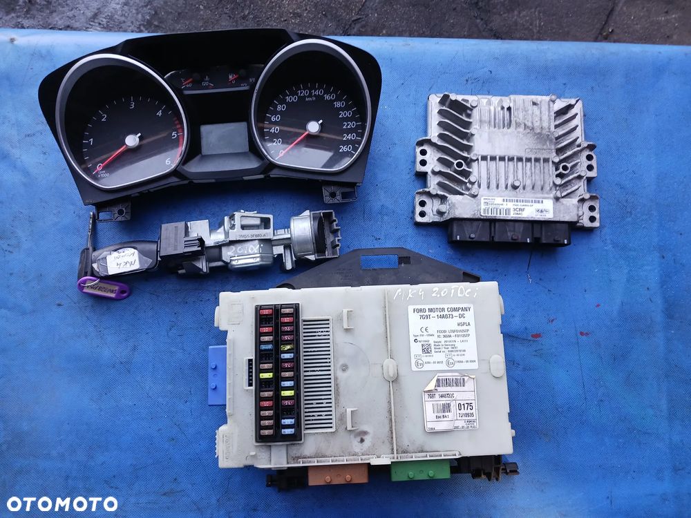 Ford Mondeo Mk4 IV 2.0 TDCI ZESTAW STARTOWY do odpalenia silnika 3CRF J38AC sterownik silnika 5WS40594E-T ECU 7G91-12A650-DF moduł 7G9T-14A073-DC stacyjka kluczyk zegary 6M2T10849CN - 1