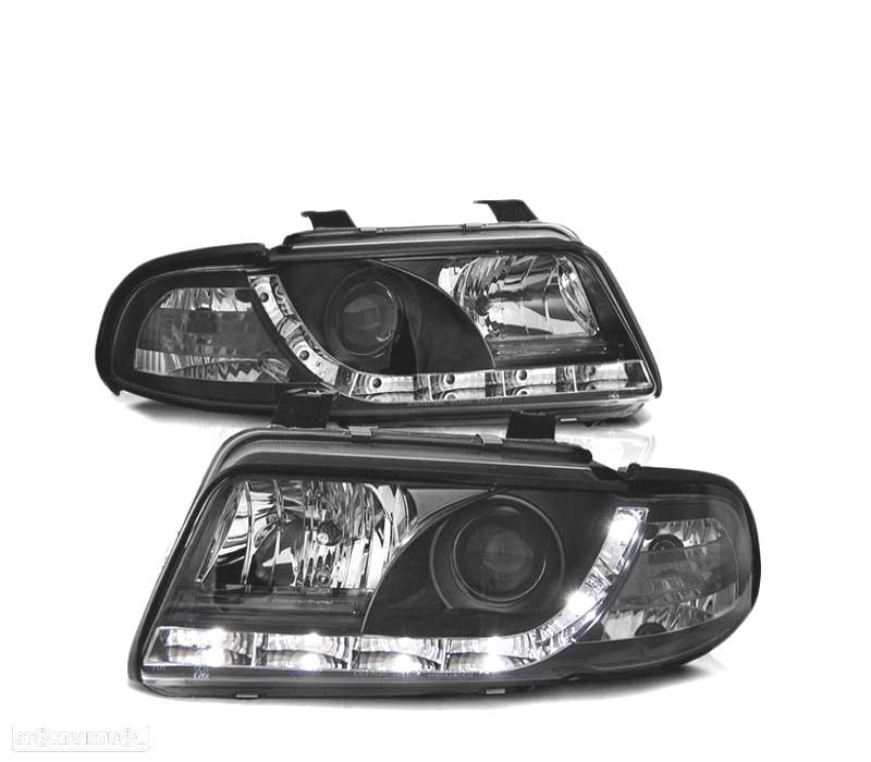 FARÓIS FRONTAIS LED AUDI A4 B5 99-00 PRETO - 1