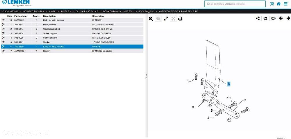 Lemken poszerzacz skiby nóż 3492860 3492861 - 4