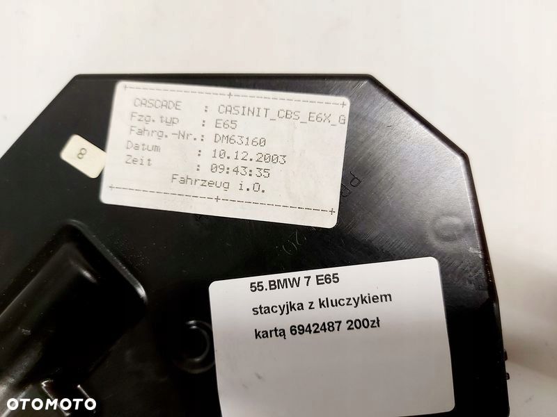 bmw 7 e65 stacyjka kluczyk karta moduł zapłonu 6942487 - 6