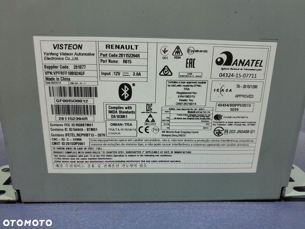 RENAULT MEGANE IV RADIO RADIOODTWARZACZ 281152394R - 2