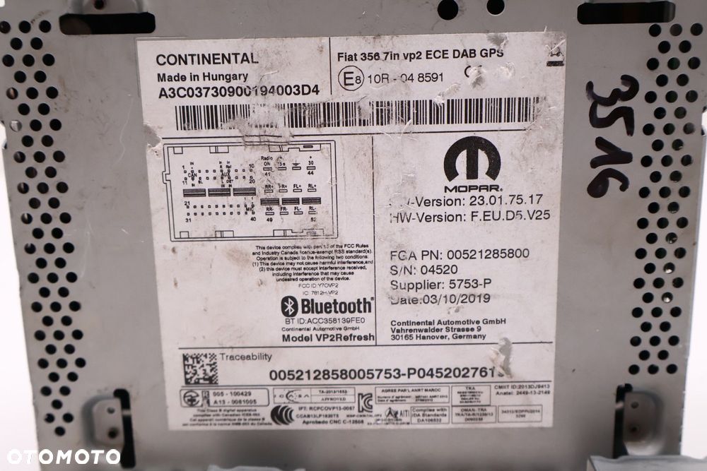 FIAT TIPO II RADIO '00521285800 - 6