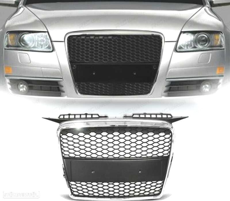 GRELHA FRONTAL SUPORTE LOGO COLMEIA RS AUDI A3 05-08 CROMADO - 1