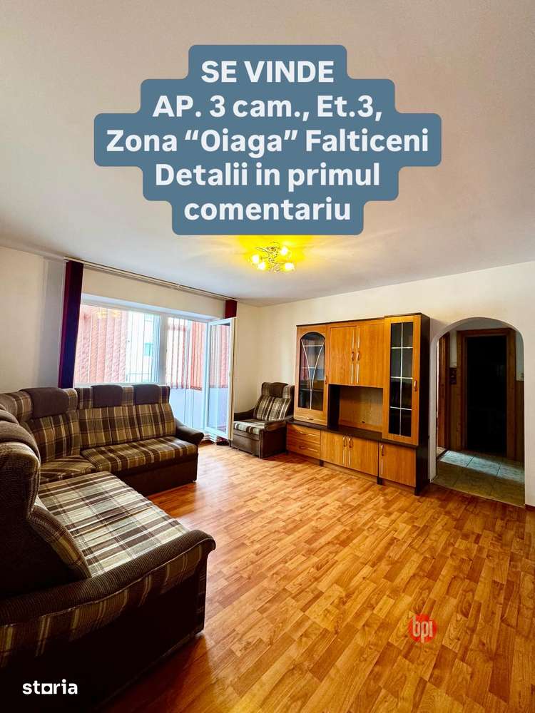 SE VINDE Apartament cu 3 camere semidecomandat, Etaj 3, Falticeni, SV — fotografia 1