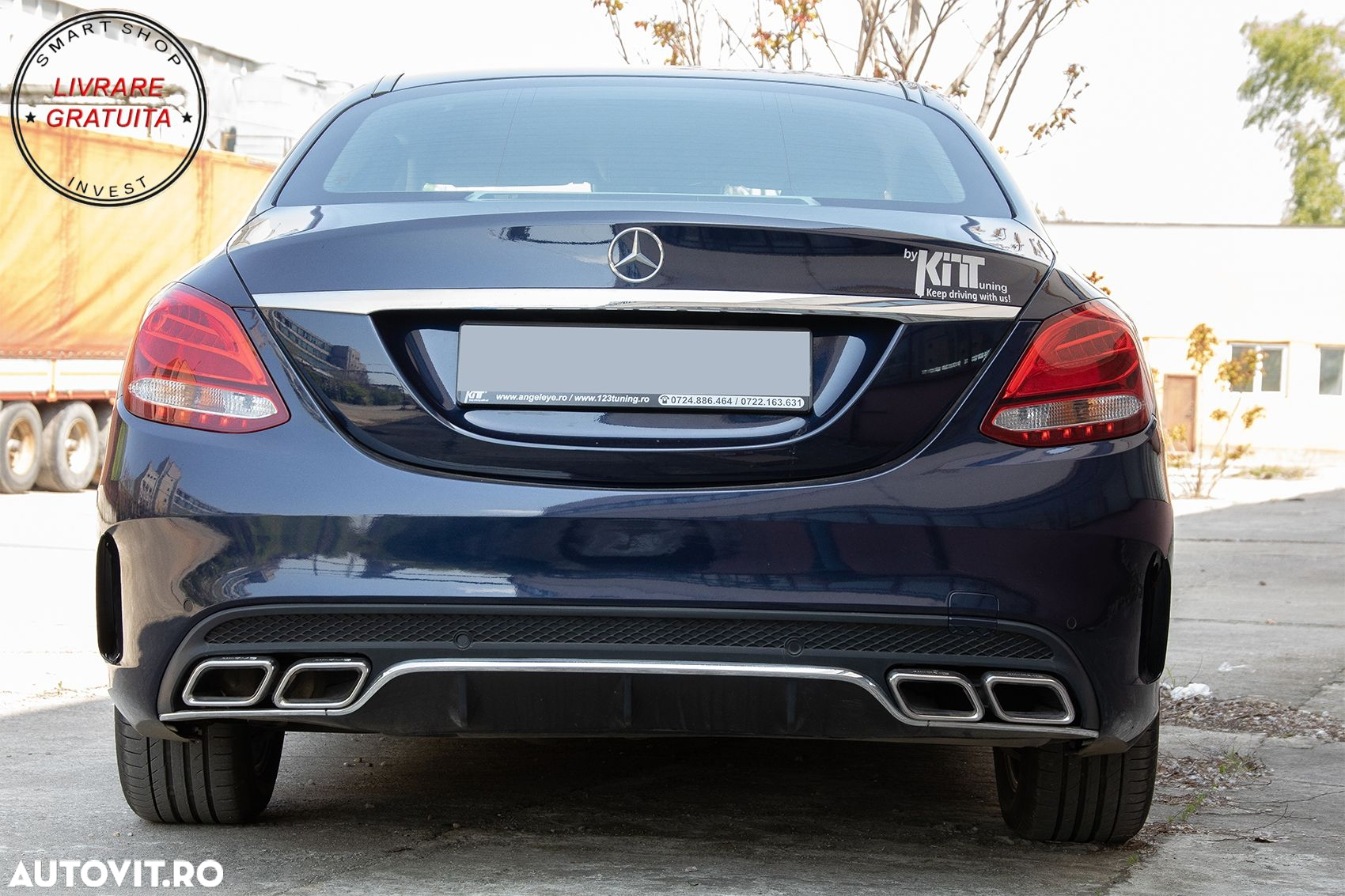 Ornamente bara Spate flapsuri Mercedes C Class W205 (2014-2020) Negru Lucios- livrare gratuita - 9