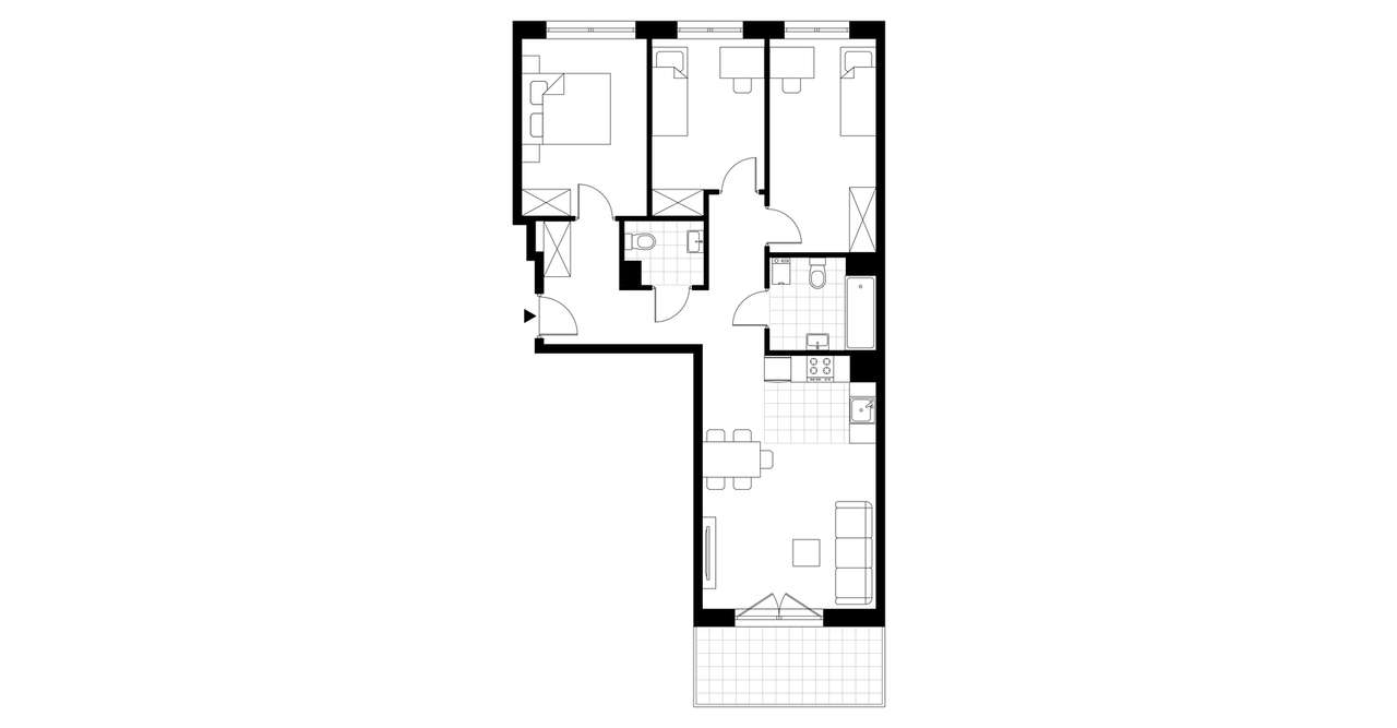 4-pokojowe mieszkanie 72m2 + balkon Bezpośrednio - Pełny obrazek: 3/13