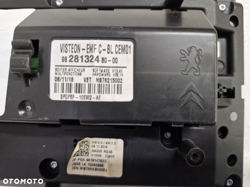 PEUGEOT 308 T9 II 2 PANEL STEROWANIA RADIEM WYŚWIETLACZ 96781478ZD 9828132480 - 7