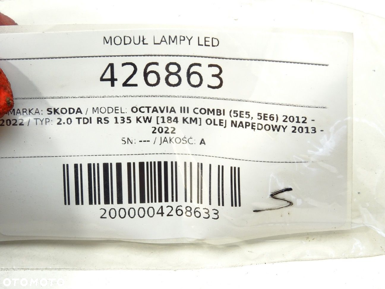 MODUŁ LAMPY LED - 130.00 PLN - SKODA OCTAVIA III Combi (5E5, 5E6) 2012 - 2022 2.0 TDI RS 135 kW - 7
