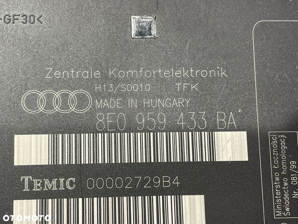 MODUŁ KOMFORTU AUDI A4 B6 B7 8E0959433BA - 2