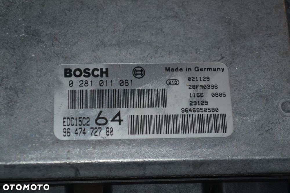 CITROEN PEUGEOT 2,0 HDI KOMPUTER STEROWNIK SILNIKA 9647472780 0281011081 EDC15C2 - 2