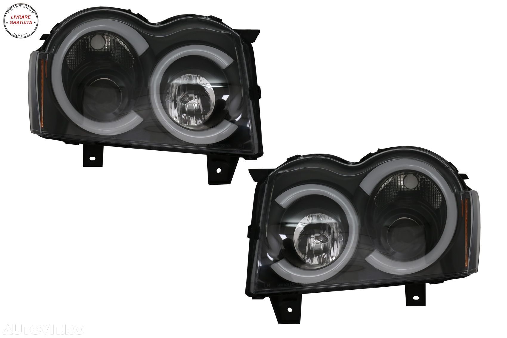 Faruri Angel Eyes TUB LED Jeep Grand Cherokee WK (2005-2008) Negru- livrare gratuita - 1