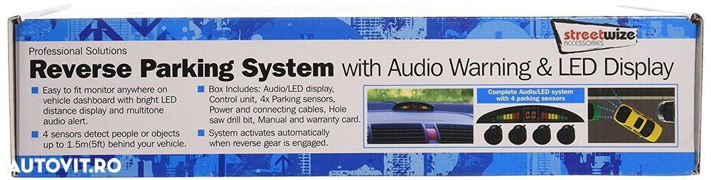 Senzori parcare spate Streetwize, 12 V, cu 4 senzori de culoare negru si display LED si alerta sonora - 2