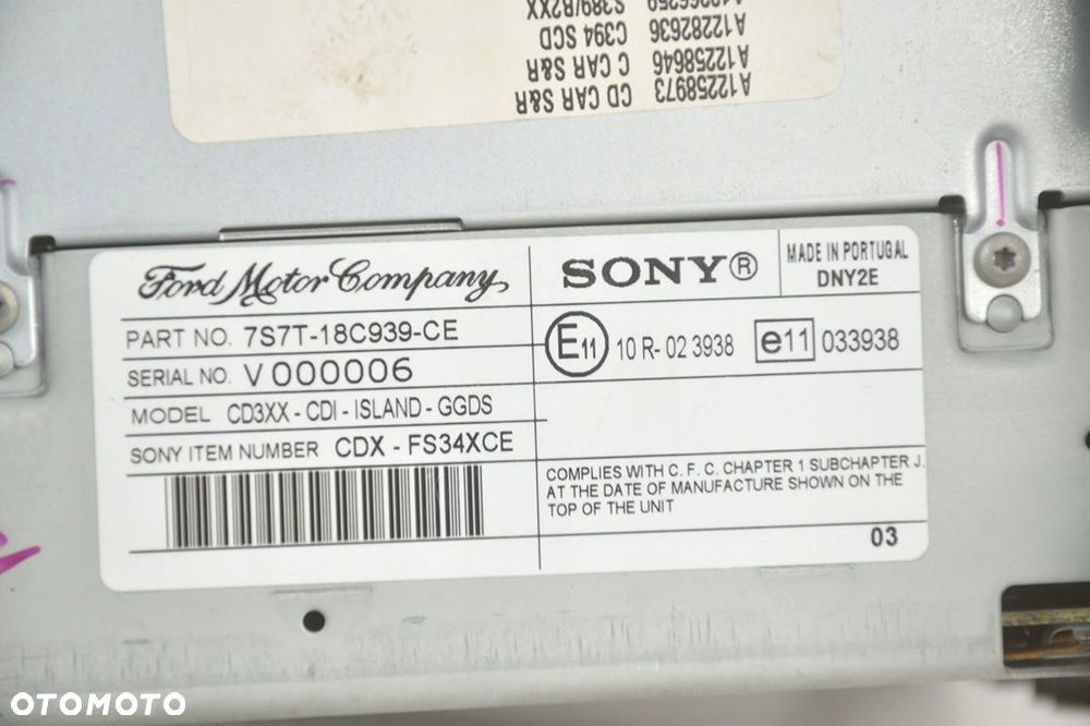 radio sony * ford mondeo mk4 s-max 7s7t-18c939-ce - 5