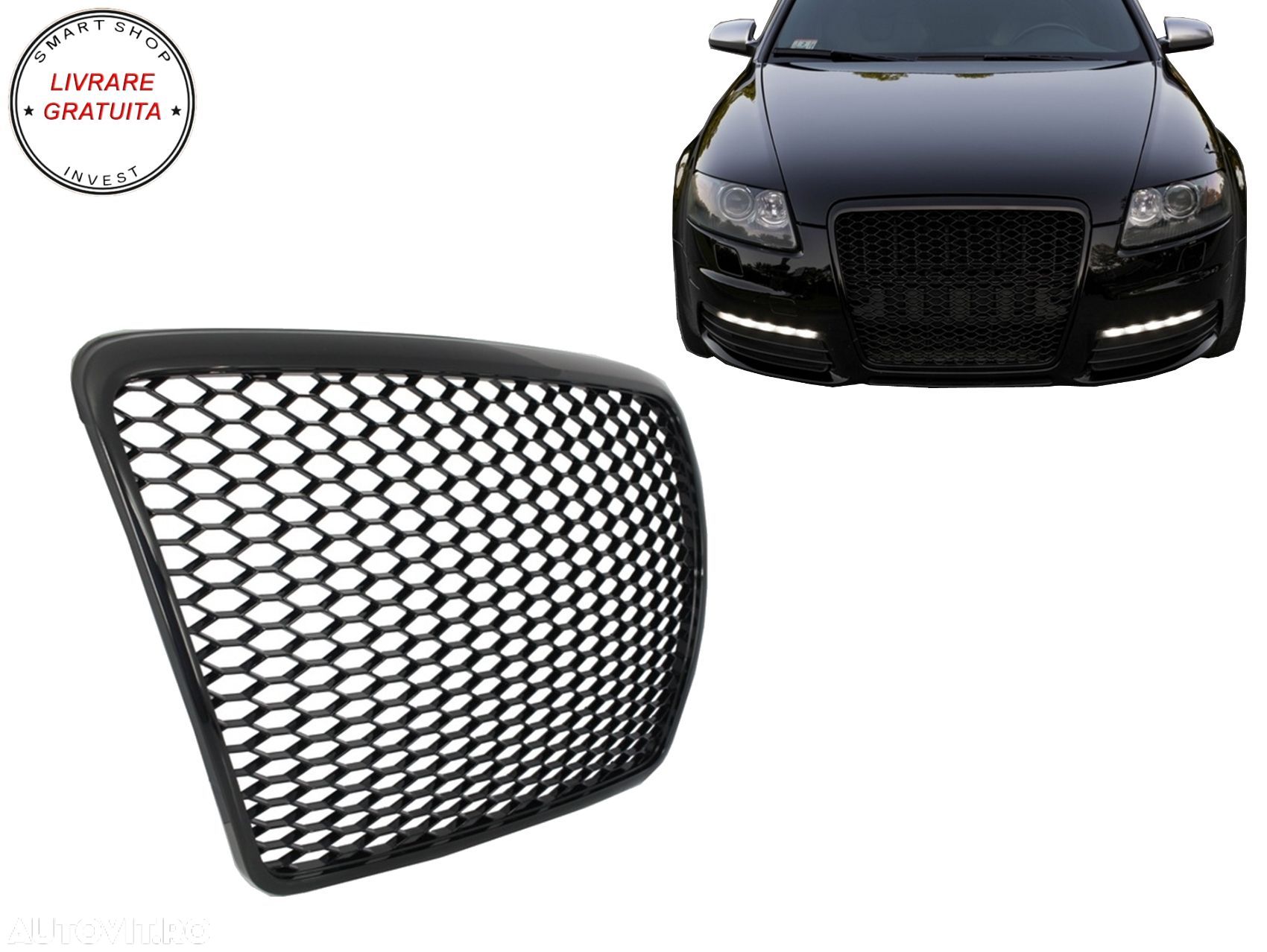 Grila Centrala Audi A6 4F 4F2 C6 (2004-2011) RS Design Negru- livrare gratuita - 1