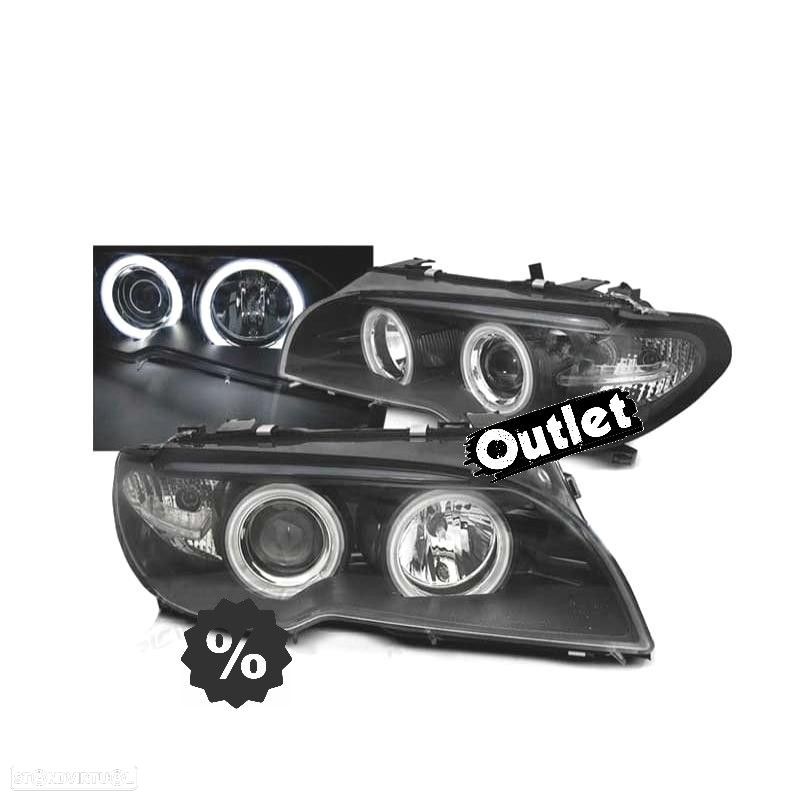 R145747C1 FAROL ESQ BMW SÉRIE 3 E46 2 PORTAS 03-06 OLHOS DE ANJO CCFL FUNDO PRET - 1