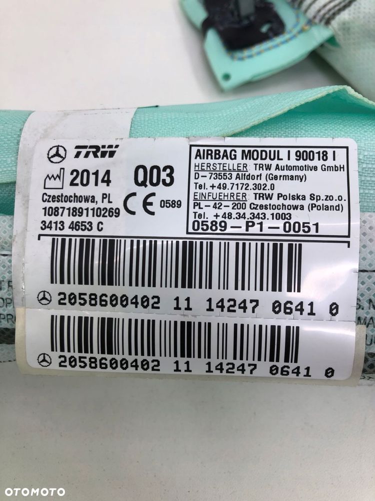 MERCEDES W205 KURTYNA POWIETRZNA AIRBAG LEWA A2058600402 - 2