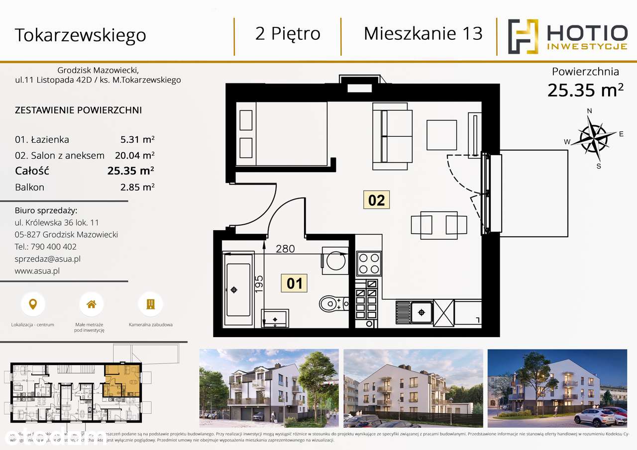 kawalerka w centrum ul. Tokarzewskiego, idealna na inwestycję- lok. 13