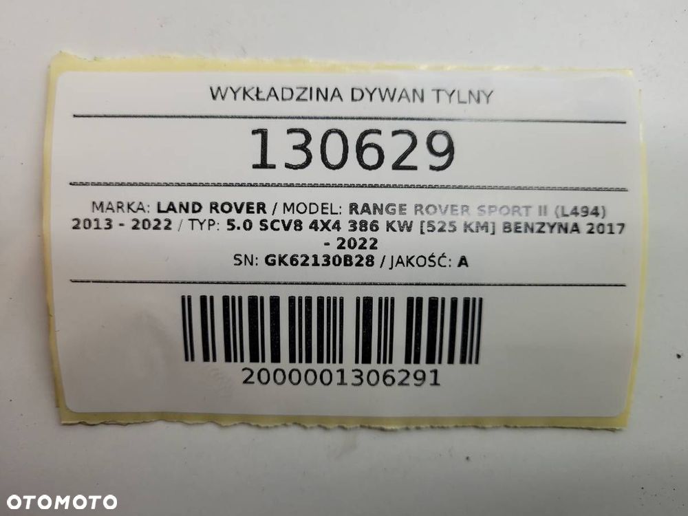 WYKŁADZINA DYWAN TYŁ TYLNY RANGE ROVER SPORT II L494 GK62130B28 - 18