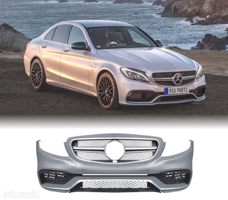 PÁRA-CHOQUES FRONTAL MERCEDES CLASE C W205 14-18 LOOK AMG PDC + GRELHA - 1
