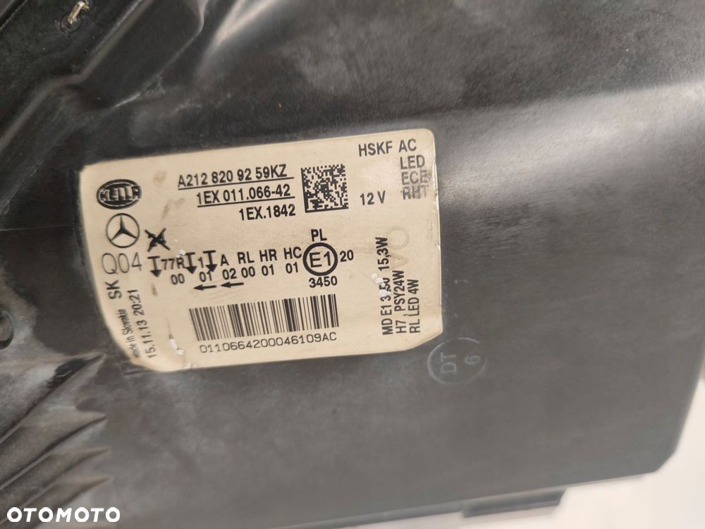 mercedes e klasa w212 lift pół led lampa prawy przód a2128209259kz - 3