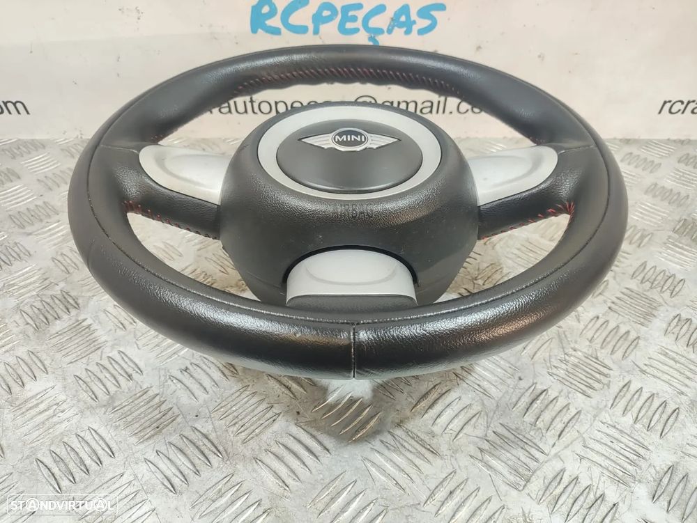Volante completo 3 braços Mini Cooper R56 em pele com costura vermelha 6794624 - 4