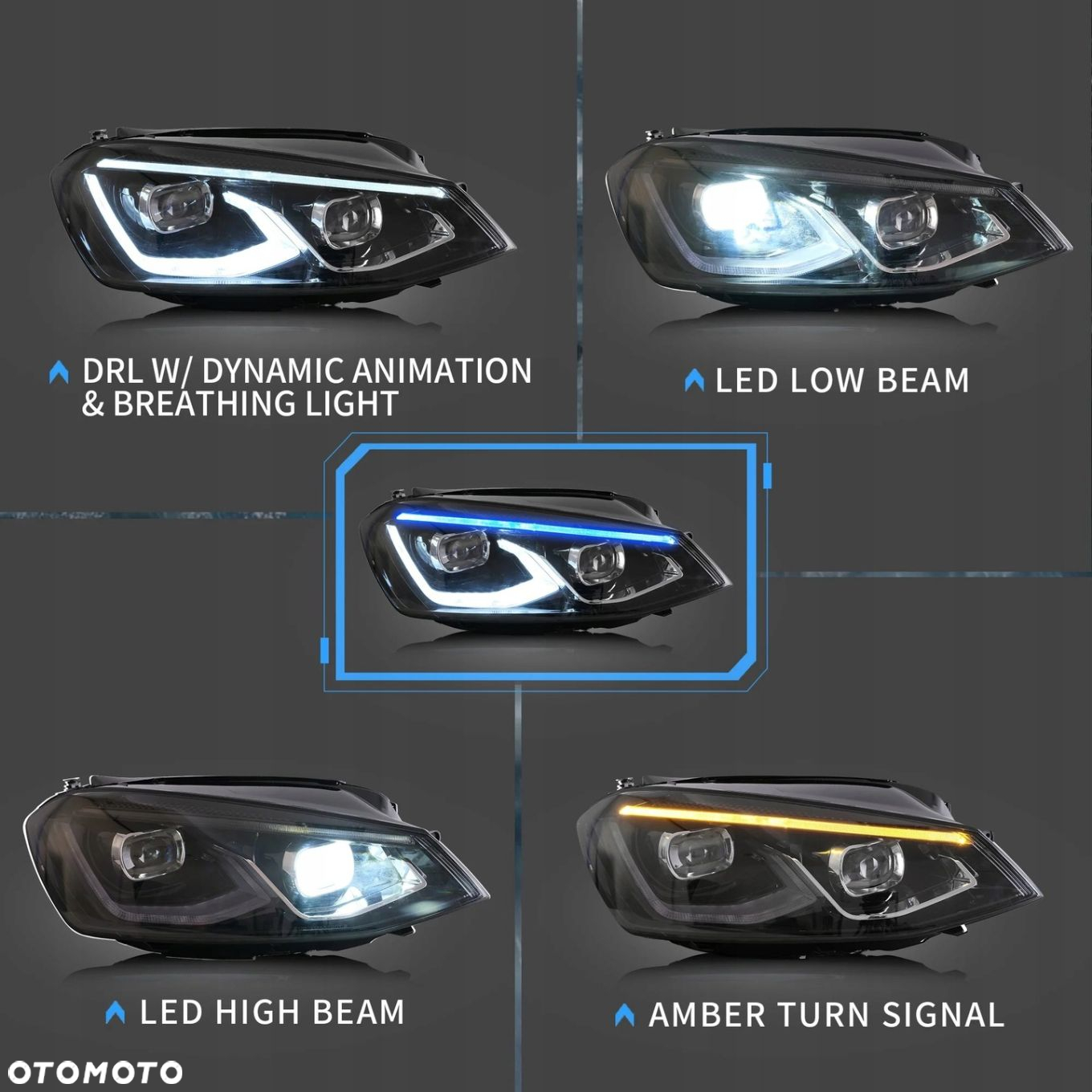 Reflektor Lampa kpl Soczewki full Led Black VW Golf VII 7 5g 5g0 2012-2017 - 5