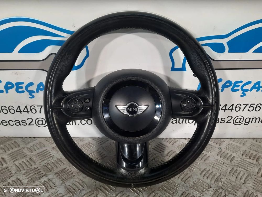 VOLANTE GUIADOR COMPLETO MINI COOPER R56 R57 CABRIO R60 LCI PELE MULTIFUNÇÕES AIRBAG PRETO PIANO ORIGINAL - 2