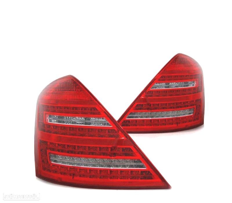 FAROLINS TRASEIROS LED MERCEDES CLASSE S W221 05-09 VERMELHO CRISTAL - 2