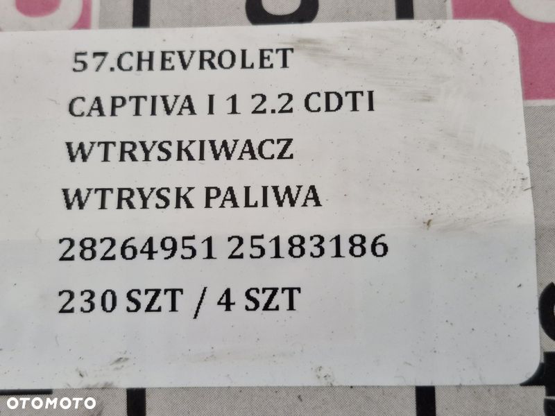 CHEVROLET CAPTIVA I 1 2.2 CDTI WTRYSKIWACZ WTRYSK PALIWA 28264951 25183186 - 6