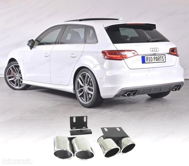 PONTEIRAS DE ESCAPE AUDI A3 8V 13- LOOK S CROMADO - 1