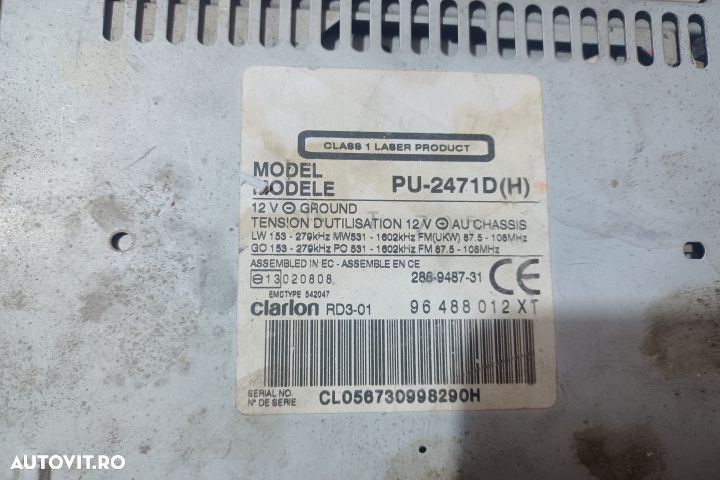 Radio cd 96488012 Peugeot 807 1 [2002 - 2007] Minivan 2.2 HDi MT (128 - 4