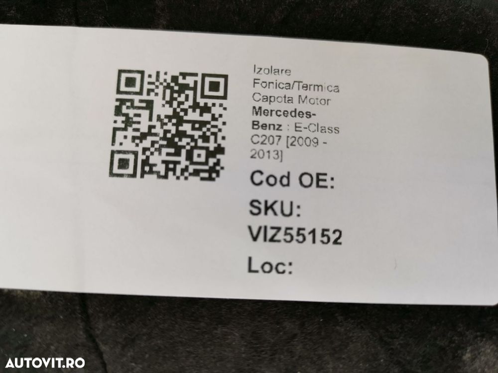 Izolare Fonica/Termica Capota Motor Capitonaj Mercedes-Benz E-Class C2 - 8