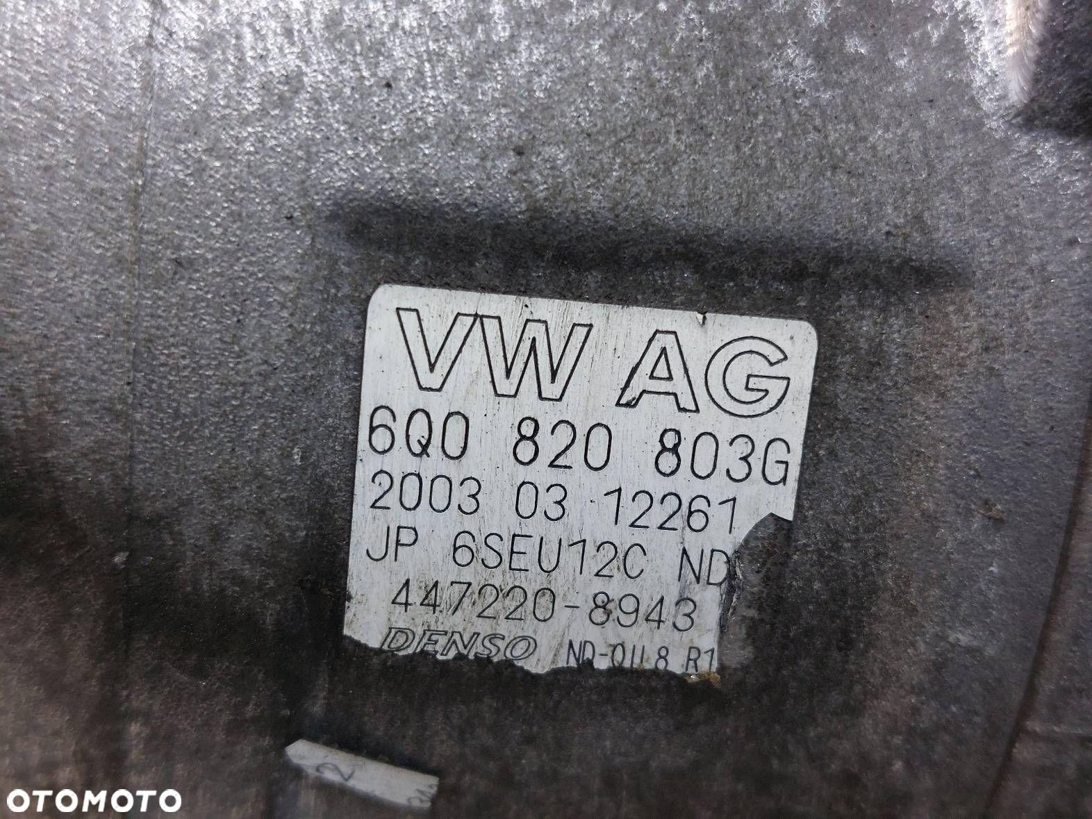 SPRĘŻARKA KOMPRESOR KLIMATYZACJI SKODA FABIA I 1.2 12V 6Q0820803G - 2