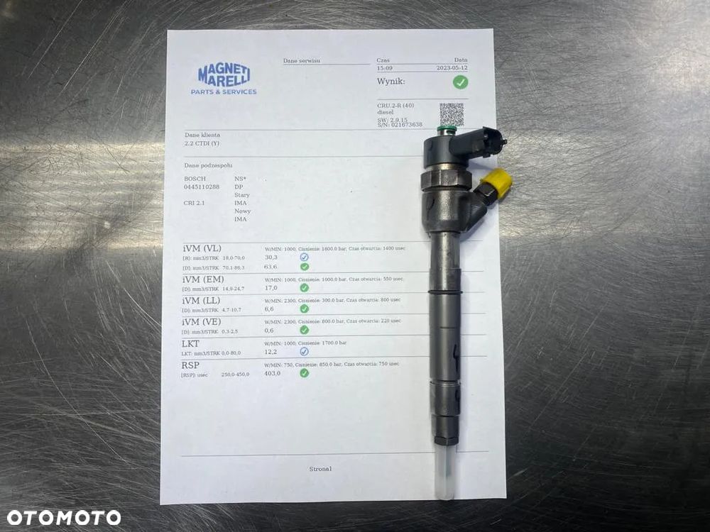 WTRYSKIWACZ TEST 2.2 CITD 0445110288 WTRYSK IMA HONDA ACCORD VII 7 CIVIC CRV - 1