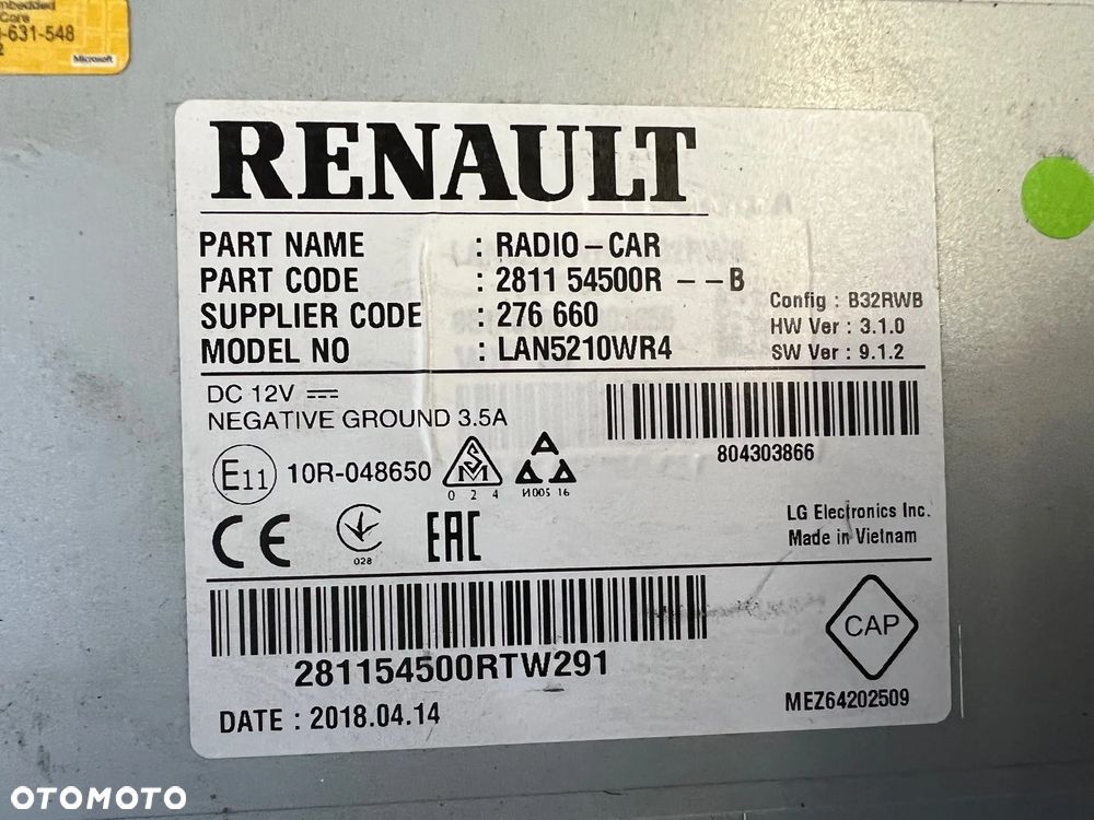 RADIO RENAULT CLIO IV MASTER III 281154500R - 4