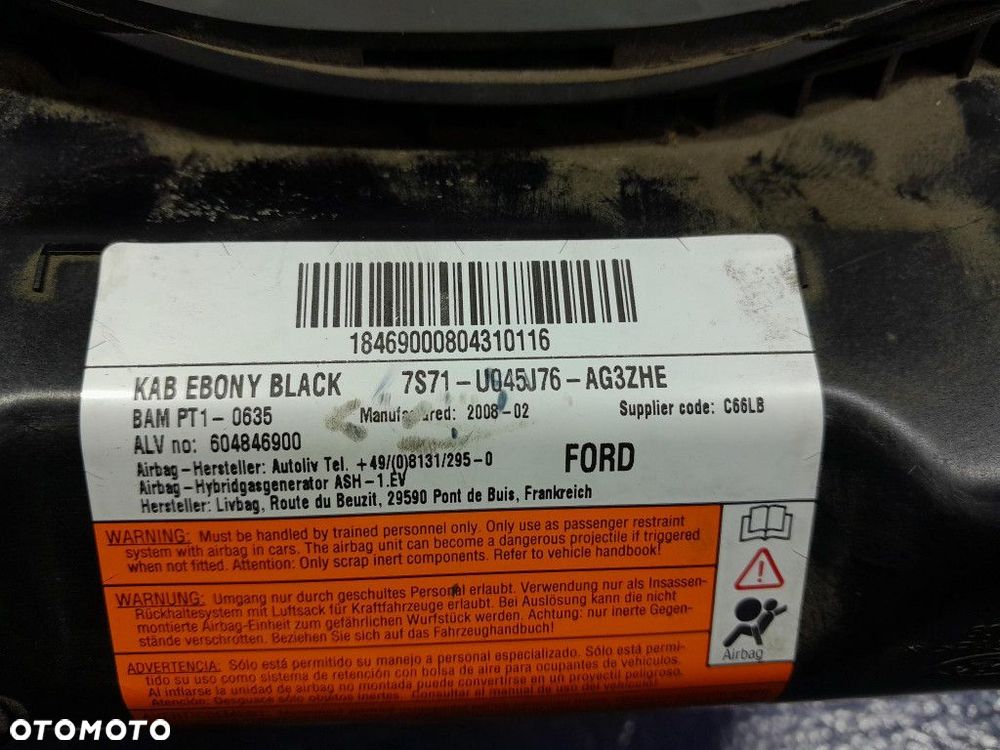 FORD MONDEO MK4 DESKA ROZDZIELCZA KONSOLA PODUSZKI AIRBAG EU - 9