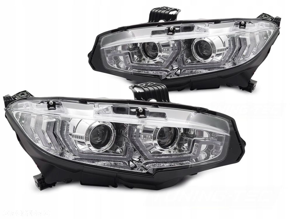 Reflektor Lampa kpl Diody Soczewka Clear Chrom Honda Civic X 10 2016-2021 - 1
