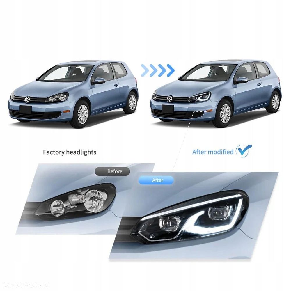 Reflektory Lampy kpl Vland Led Neon Tuning Animacje VW Golf VI 6 5k 2008-16 - 8