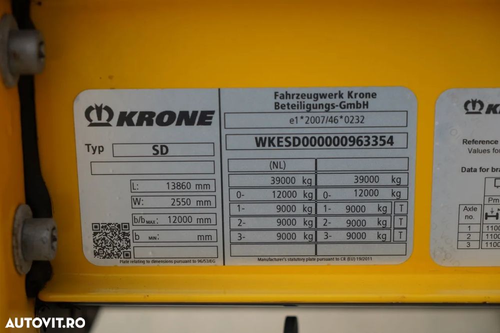 Krone CORTINĂ KRONE / MEGA / ACOPERIȘ RIDICAT / PRELATĂ ARMATĂ / PLATĂ JOSĂ / - 27