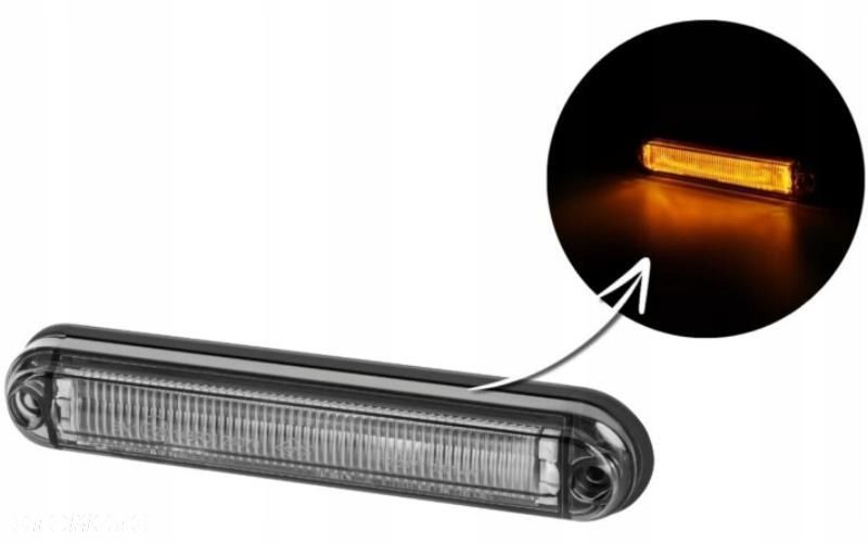 lampa obrysowa led typu slim ze światłoweodem pomarańczowa 12/24v - 1