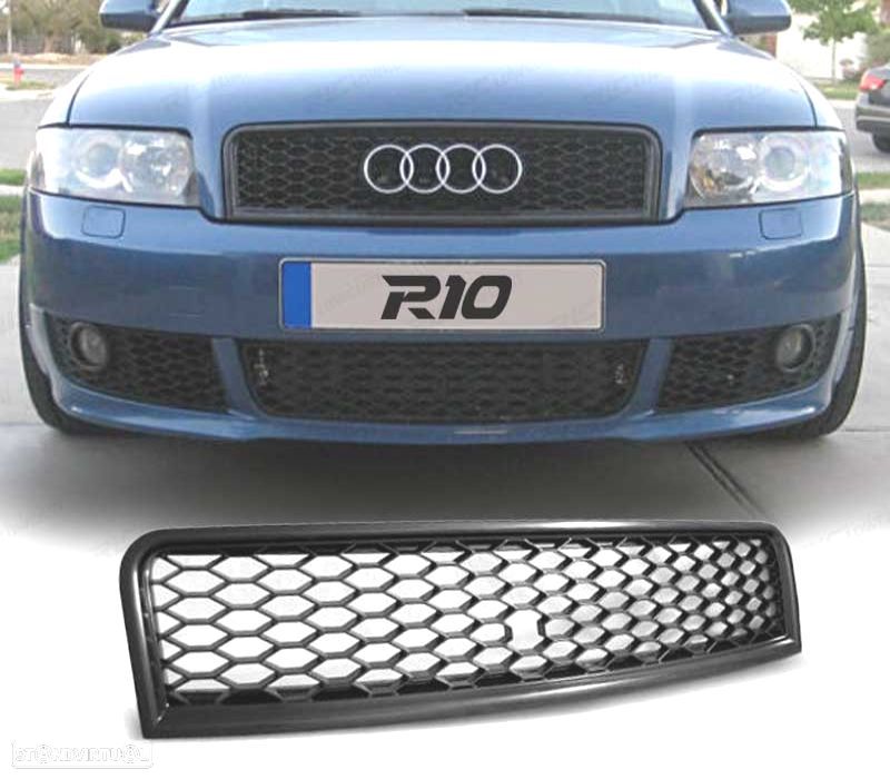 GRELHA FRONTAL AUDI A4 B6 00-04 PRETA BRILHANTE LOOK RS - 1