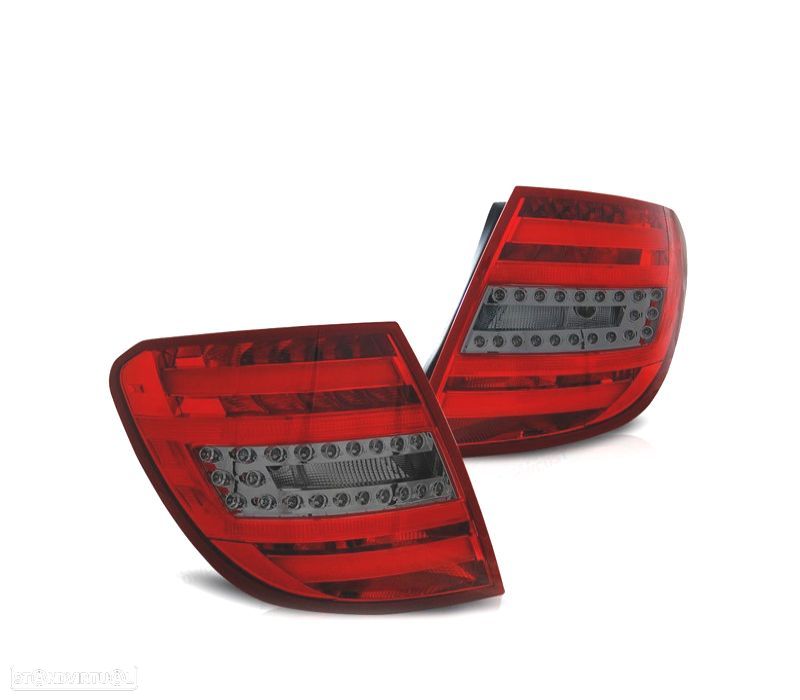 FAROLINS TRASEIROS PARA MERCEDES CLASSE C W204 KOMBI 07-11 LIGHT BAR VERMELHO FUMADO - 1