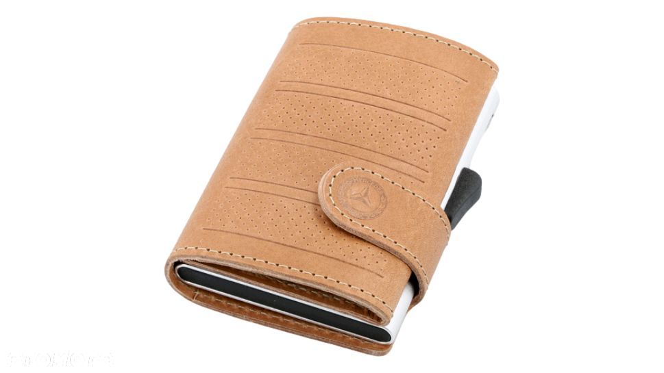 MERCEDES Mini portfel skórzany kolor koniak brąz zabezpieczenie RFID skóra bydlęca - 1