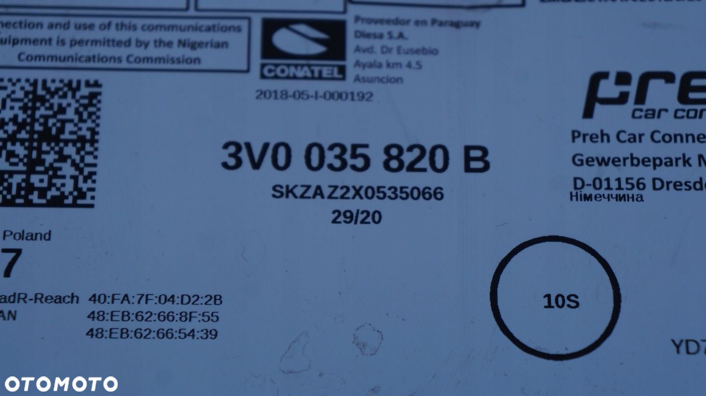 SKODA KAROQ KODIAQ SUPERB NAWIGACJA MIB3 CZYTNIK 3V0035820B - 3