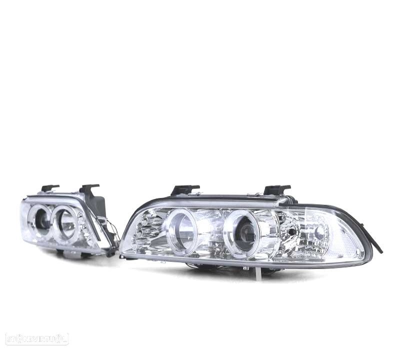 FARÓIS ANGEL EYES CCFL BMW E39 95-00 MANUAL FUNDO CROMADO - 5