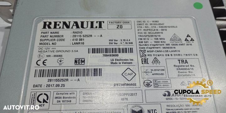 Unitate modul Radio/CD/DVD/GPS 281155252R Renault Megane 4 [facelift] - 2